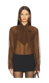 More To Come X Emma Leger Cinrella Sheer Top In Brown
