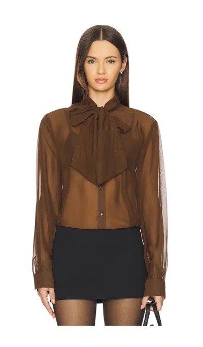 More To Come X Emma Leger Cinrella Sheer Top In Brown