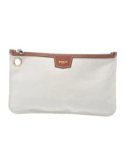 Pre-owned Moreau Canvas Clutch In Neutral