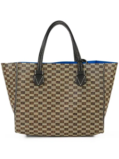 Moreau Double Handles Checked Tote In Brown