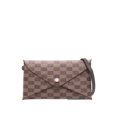 Moreau Geometric-pattern Clutch Bag In Brown