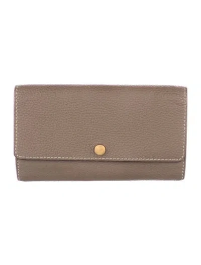 Pre-owned Moreau Leather Continental Wallet In Brown