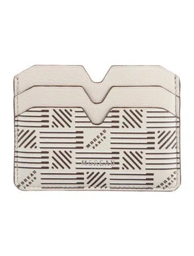 Pre-owned Moreau Leather Printed Card Holder In Neutral