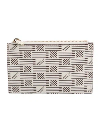 Pre-owned Moreau Leather Printed Card Holder In Neutral