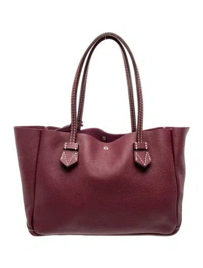Pre-owned Moreau Leather Tote In Burgundy