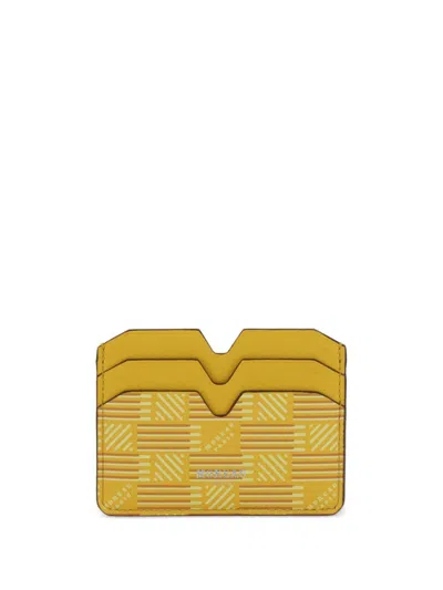 Moreau Monogram Leather Cardholder In Yellow/blue