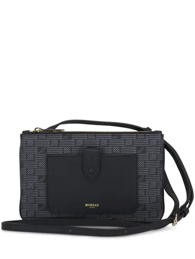 Moreau Monogram Leather Crossbody Bag In Black