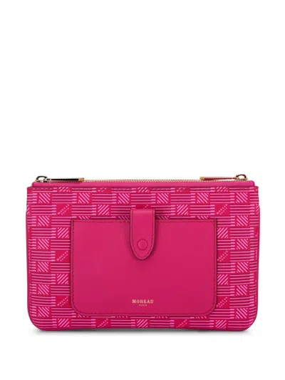 Moreau Monogram Leather Crossbody Bag In Pink