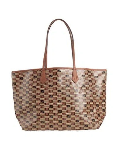 Moreau Paris Woman Handbag Tan Size - Textile Fibers, Calfskin In Brown