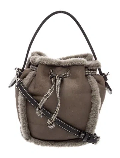Pre-owned Moreau Shearling Bucket Bag In Grey