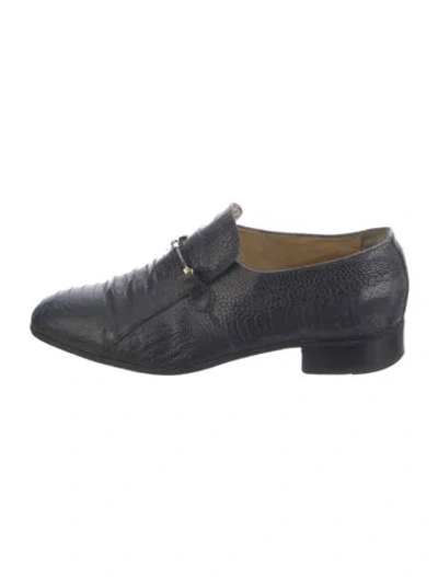 Pre-owned Moreschi Alligator Animal Print Loafers In Black