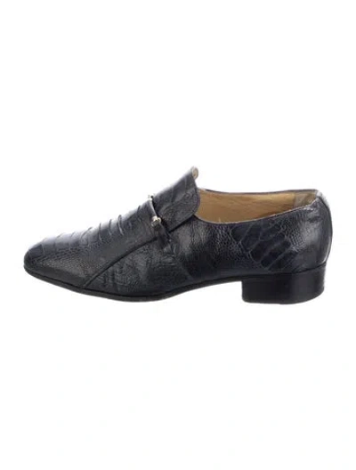 Pre-owned Moreschi Alligator Animal Print Loafers In Blue