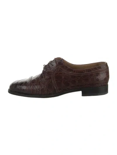 Pre-owned Moreschi Embossed Leather Derby Shoes In Multi