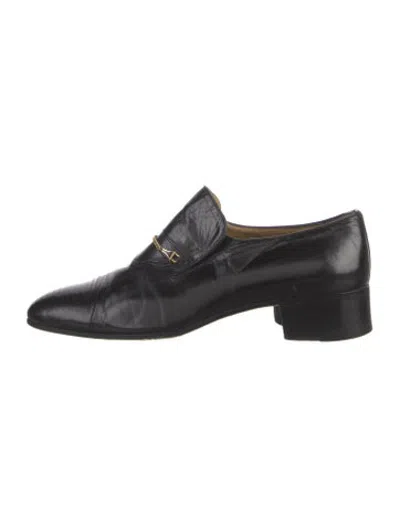 Pre-owned Moreschi Leather Animal Print Dress Loafers In Black