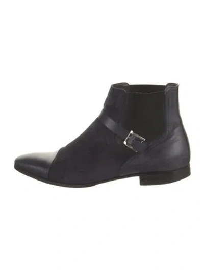 Pre-owned Moreschi Leather Chelsea Boots In Blue