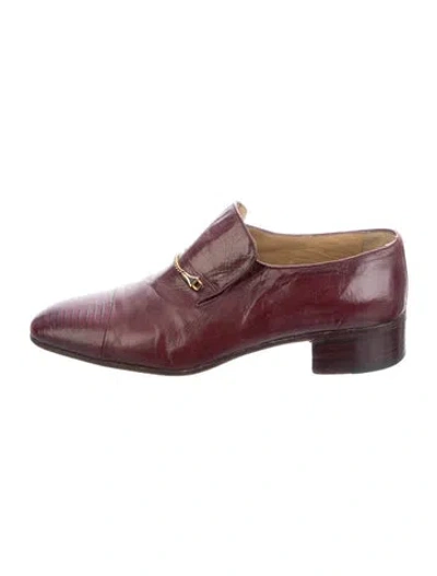 Pre-owned Moreschi Leather Loafers In Burgundy