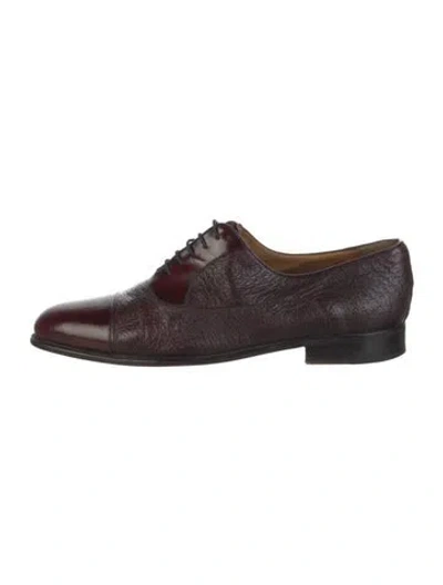 Pre-owned Moreschi Leather Patterned Oxfords In Black