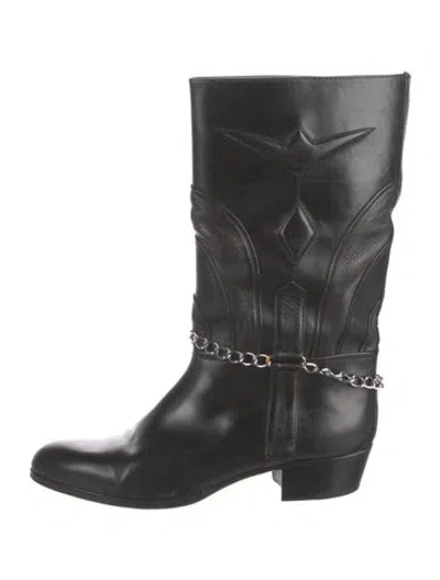 Pre-owned Moreschi Leather Western Boots In Black