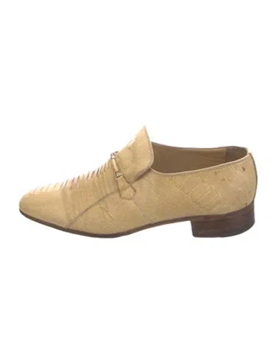 Pre-owned Moreschi Lizard Animal Print Loafers In Neutrals