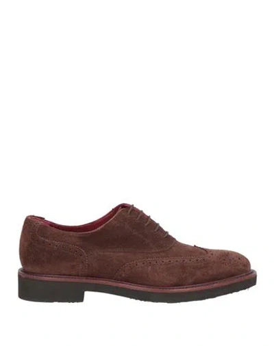 Moreschi Man Lace-up Shoes Brown Size 8 Leather In Burgundy