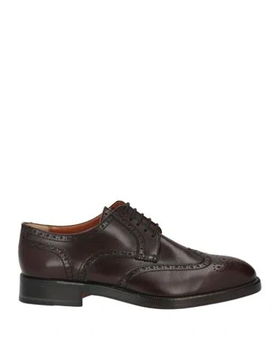 Moreschi Man Lace-up Shoes Dark Brown Size 7 Leather In Pink