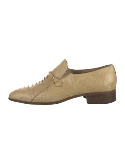 Pre-owned Moreschi Ostrich Leg Animal Print Dress Loafers In Neutrals