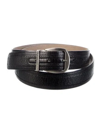 Pre-owned Moreschi Skinny Leather Belt In Black