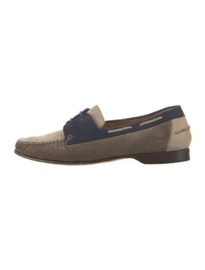 Pre-owned Moreschi Suede Colorblock Pattern Espadrilles In Blue