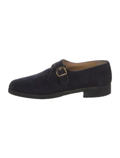 Pre-owned Moreschi Suede Monk Straps In Blue