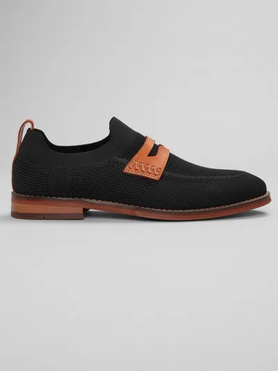 Moretti Bailey Knit Penny Loafers In Black