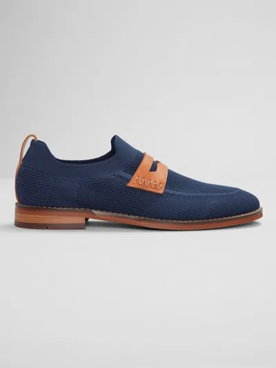 Moretti Bailey Knit Penny Loafers In Blue