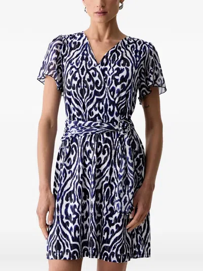 Morgan Abstract-print Belted Mini Dress In White