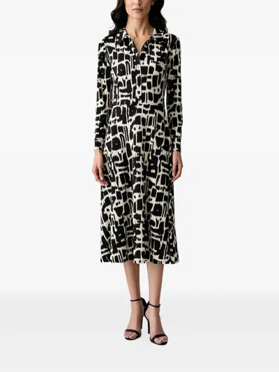 Morgan Abstract-print Button-down Midi Dress In Black