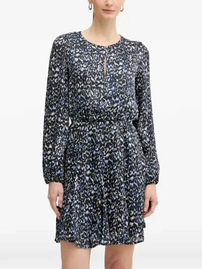 Morgan Abstract-print Keyhole-detail Mini Dress In Black