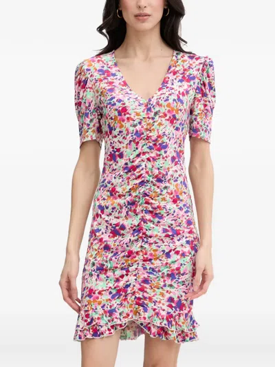 Morgan Abstract-print Ruched Mini Dress In Multi