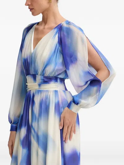 Morgan Abstract-print Slit-sleeve Maxi Dress In Multi