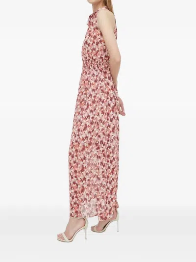 Morgan Abstract-print Smocked-waist Maxi Dress In Brown