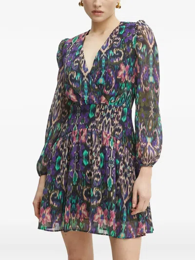 Morgan Abstract-print V-neck Mini Dress In Multi