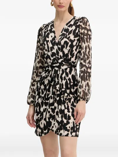 Morgan Abstract-print Wrap Mini Dress In Black