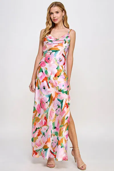 Morgan & Co. 10176 Long Formal Floral Prom Dress In Multi