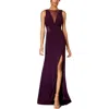 Morgan & Co. Juniors Womens Illusion Mesh Inset Evening Dress In Purple