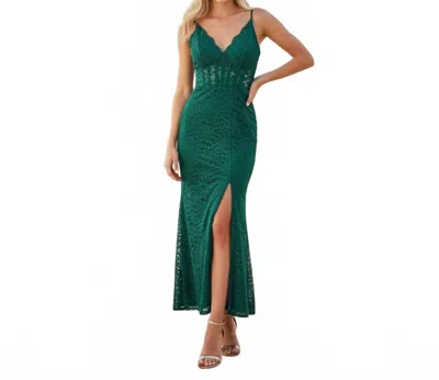 Morgan & Co. Lace Maxi Dress In Teal In Green