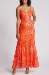 Morgan & Co. Sequin Gown In Orangina