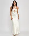 Morgan & Company Juniors' Cutout Sleeveless Halter Gown In Ivory