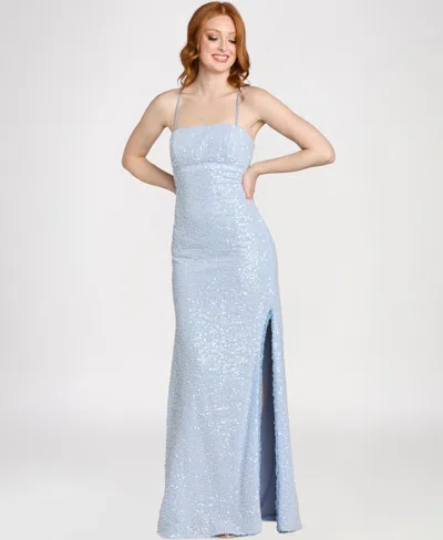 Morgan & Company Juniors' Empire Waist Evening Gown, Regular & Plus Size In Purple
