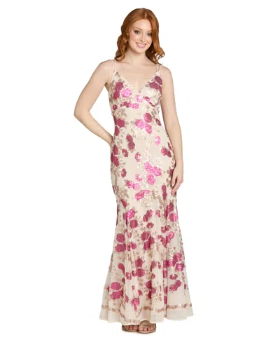 Morgan & Company Juniors' Floral Beaded Long Gown