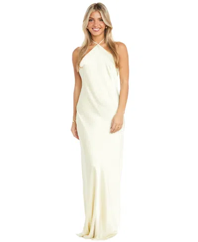 Morgan & Company Juniors' Halter-neck Slip Dress In White