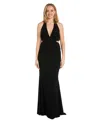 Morgan & Company Juniors' Plunging Cutout-side Halter Gown