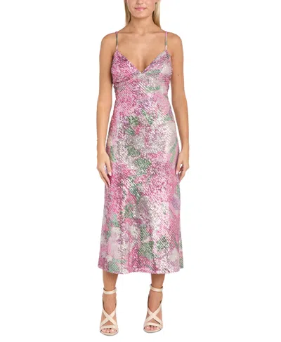 Morgan & Company Juniors' Sequined Empire-waist Midi Dress In Rose