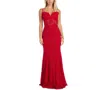 Morgan & Company Juniors' Sleeveless Glitter Lace Gown In Red